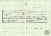 1861 Thomas Molineux & Ann Marks Marriage Certificate